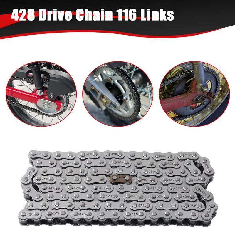 KAMIER 428 Drive Chain 116 Links with Chain Breaker Tool for 110cc 125cc TTR125 YZ85 CB125 Apollo RFZ DB-X18 DB-X19 Suzuki JR80 RM85 TaoTao Chinese Pit Dirt Bike 4 Wheeler ATV Quad Heavy Duty Parts - Image 3